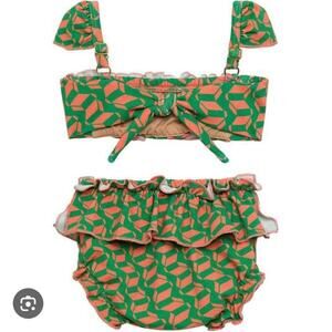 Montce Green and Orange Bikini with Ruffle Details